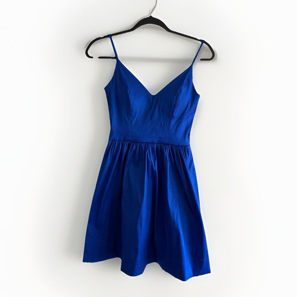 B. Darlin royal blue satin asymmetrical Midi ballgown formal party dress prom